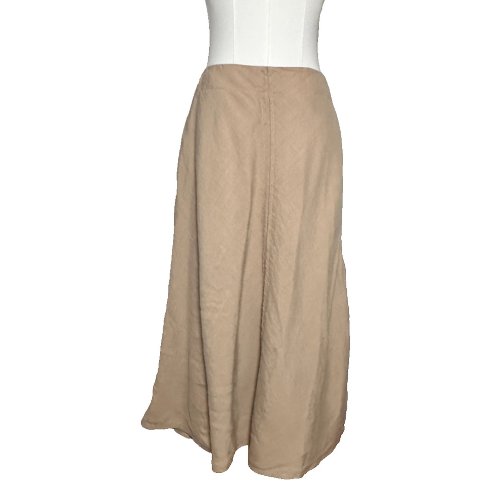 Talbot's A Line Linen Blend Tan Midi Skirt Size 8 Lined Pockets Preppy Classic